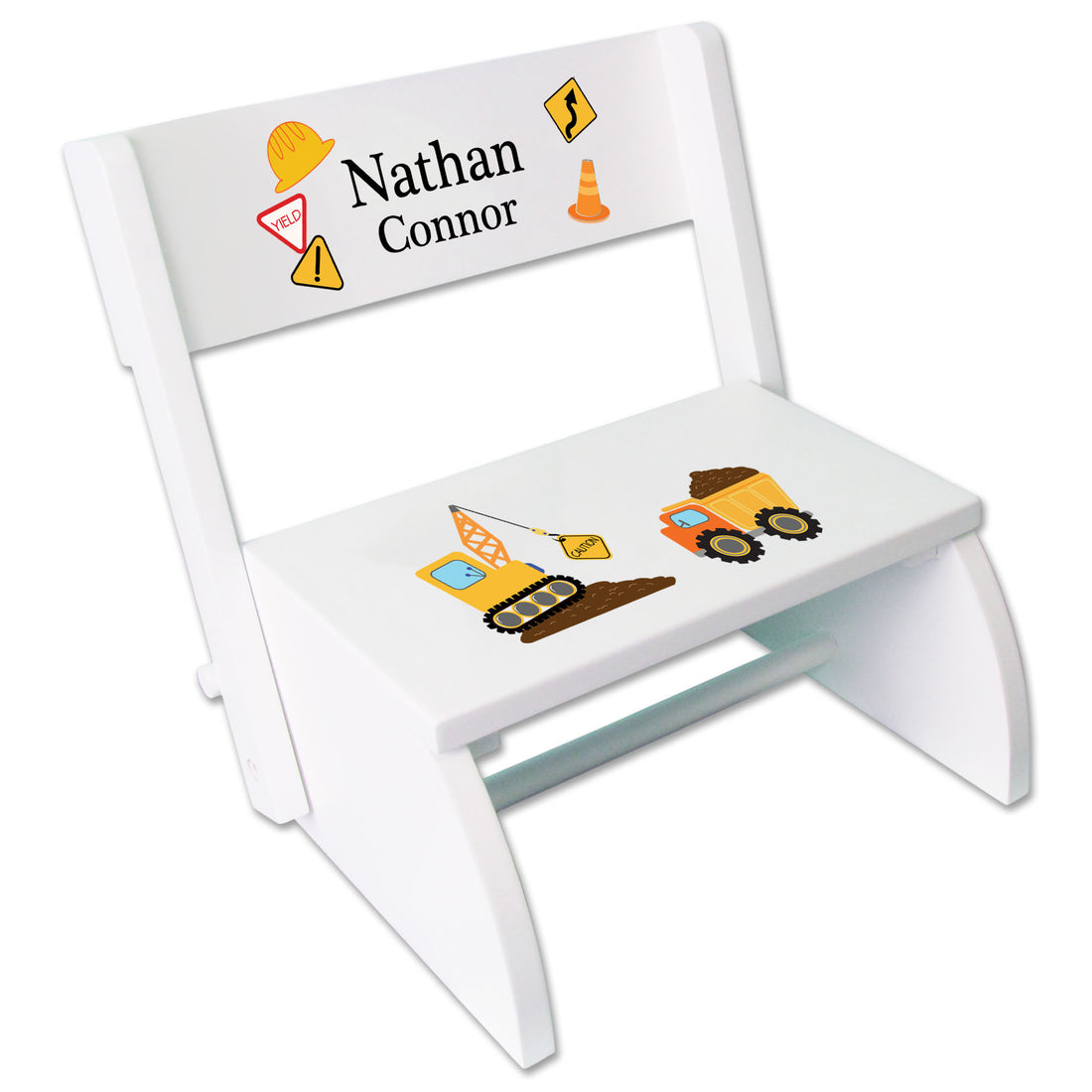 Personalized Construction Childrens Stool