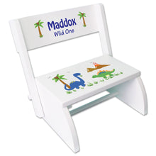 Personalized Green Forest Animal Childrens Stool