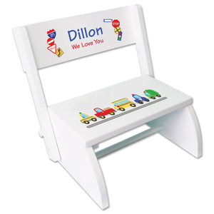 Personalized Cars And Trucks Childrens Stool