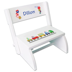 Personalized Cars And Trucks Childrens Stool