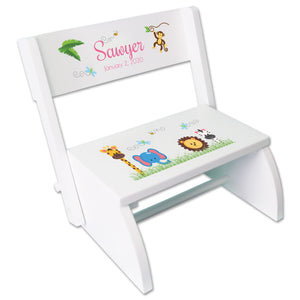 Personalized childs Jungle Animals Stool
