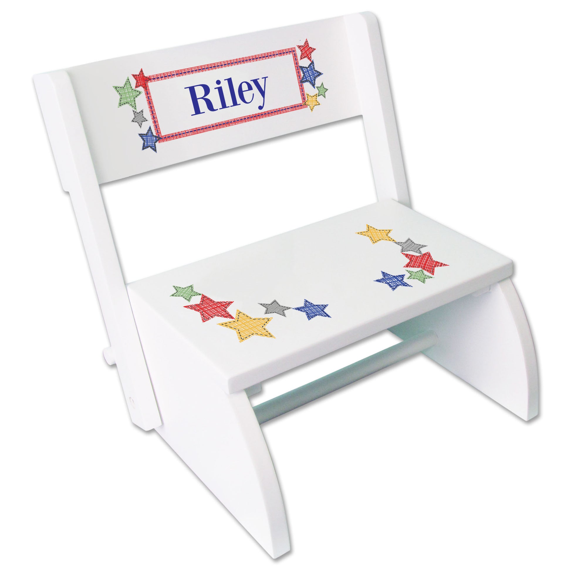 Personalized Stitched Stars Childrens Stool