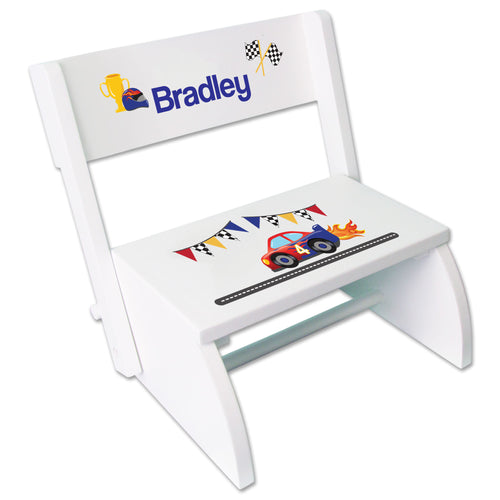 Personalized Race Cars Childrens Stool