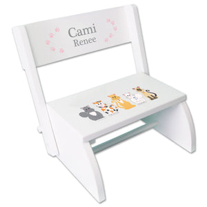 Personalized Blue Cats Childrens Stool