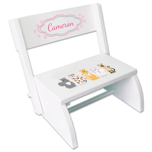 Personalized Blue Cats Childrens Stool