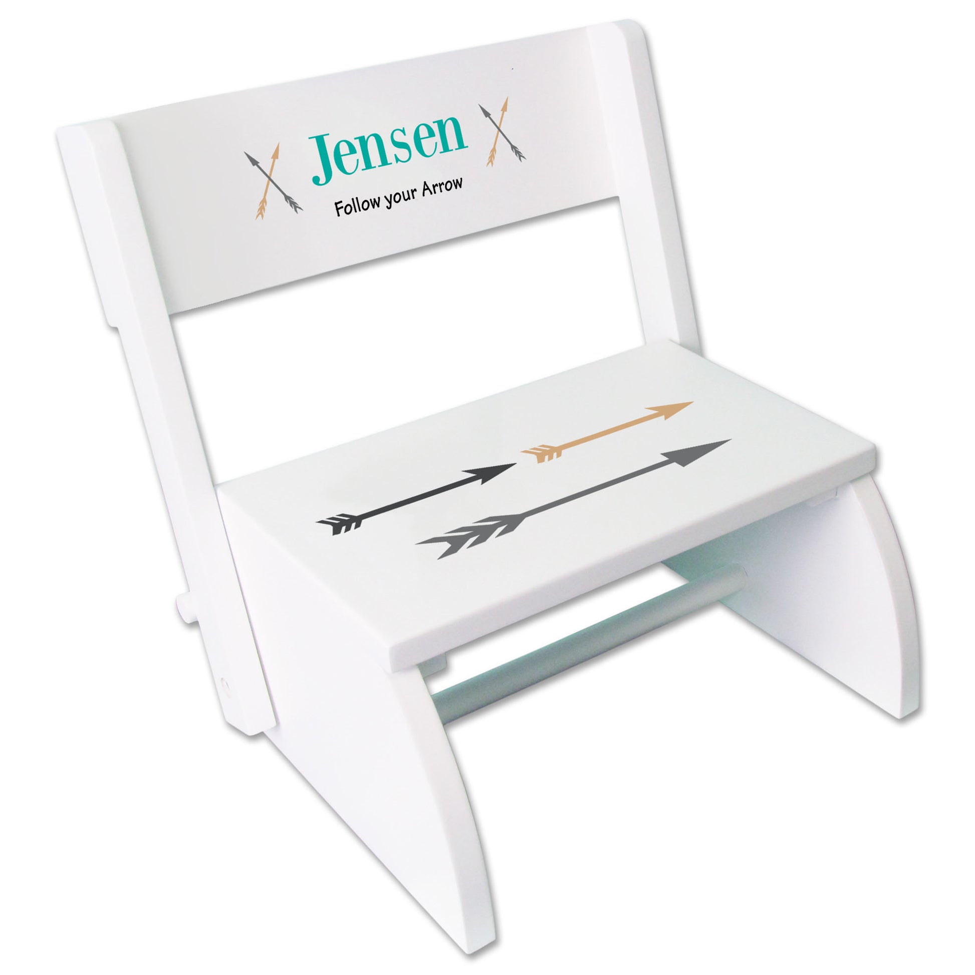 Personalized Arrows Gold And Grey Childrens Stool