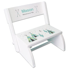 Personalized White Stool Moon And Stars Design
