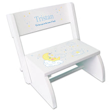 Personalized White Stool Moon And Stars Design
