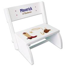 Personalized Childrens White Stool Cowboy
