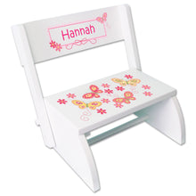 Personalized White Stool Yellow Butterflies Design