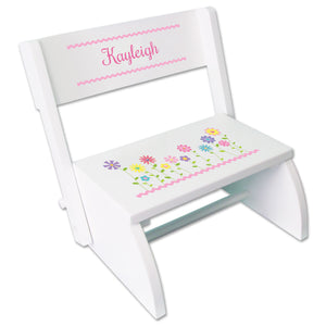 Personalized Stemmed Flowers Childrens Stool