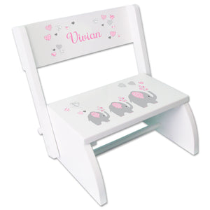 Personalized Pink Elephant Childrens Stool