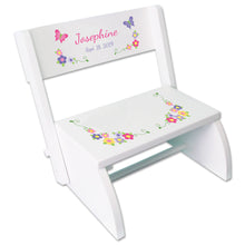 Personalized Pink And Gray Butterflies Childrens Stool