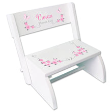 Personalized Pink And Gray Butterflies Childrens Stool