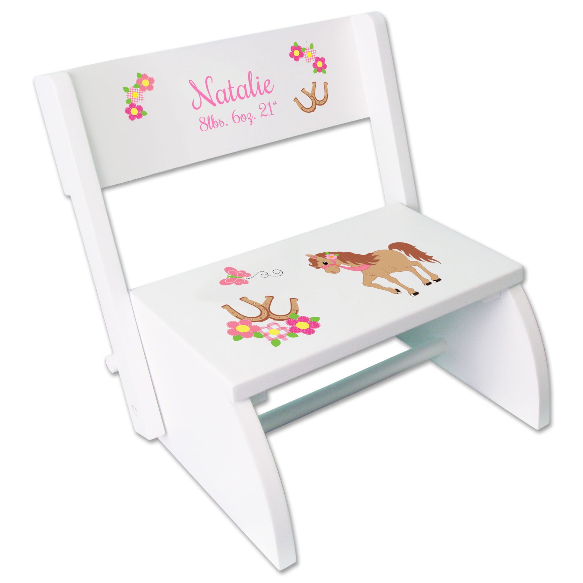 Personalized Ponies Prancing Childrens Stool