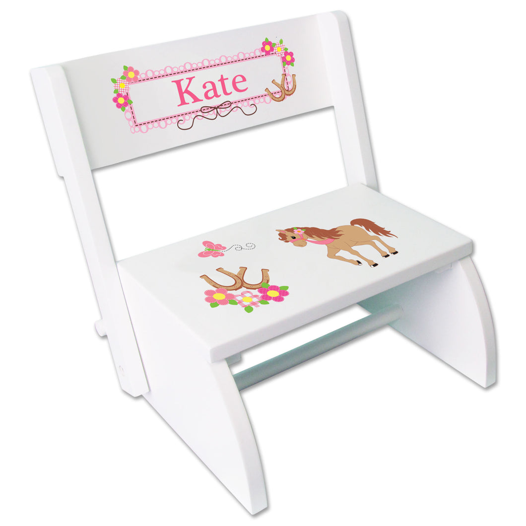 Personalized Ponies Prancing Childrens Stool