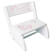Personalized Paisley Teal And Pink Childrens Stool