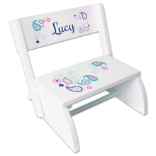 Personalized Paisley Teal And Pink Childrens Stool