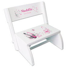 Personalized White Flip Stool With Pink Bow Design