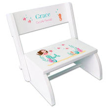 Personalized Brunette Mermaid Princess Childrens Stool