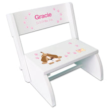 Personalized Pink Puppy Childrens Stool