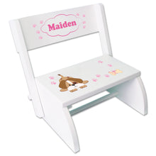 Personalized Pink Puppy Childrens Stool