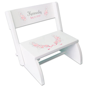 Personalized Lavender Floral Garland Childrens Stool