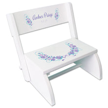 Personalized Lavender Floral Garland Childrens Stool