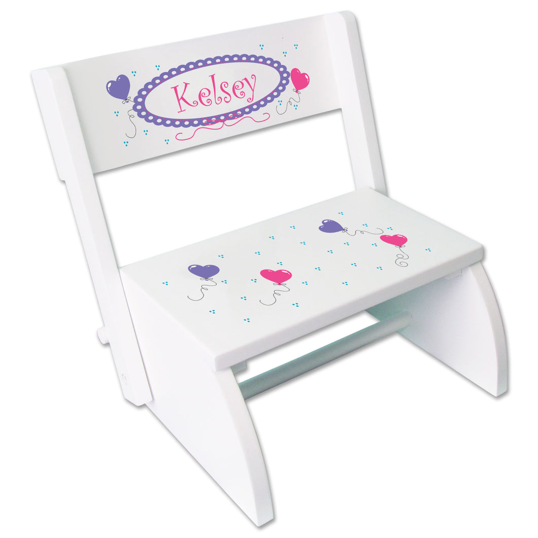 Personalized Heart Balloons Childrens Stool