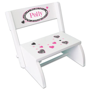 Personalized Groovy Zebra Childrens Stool