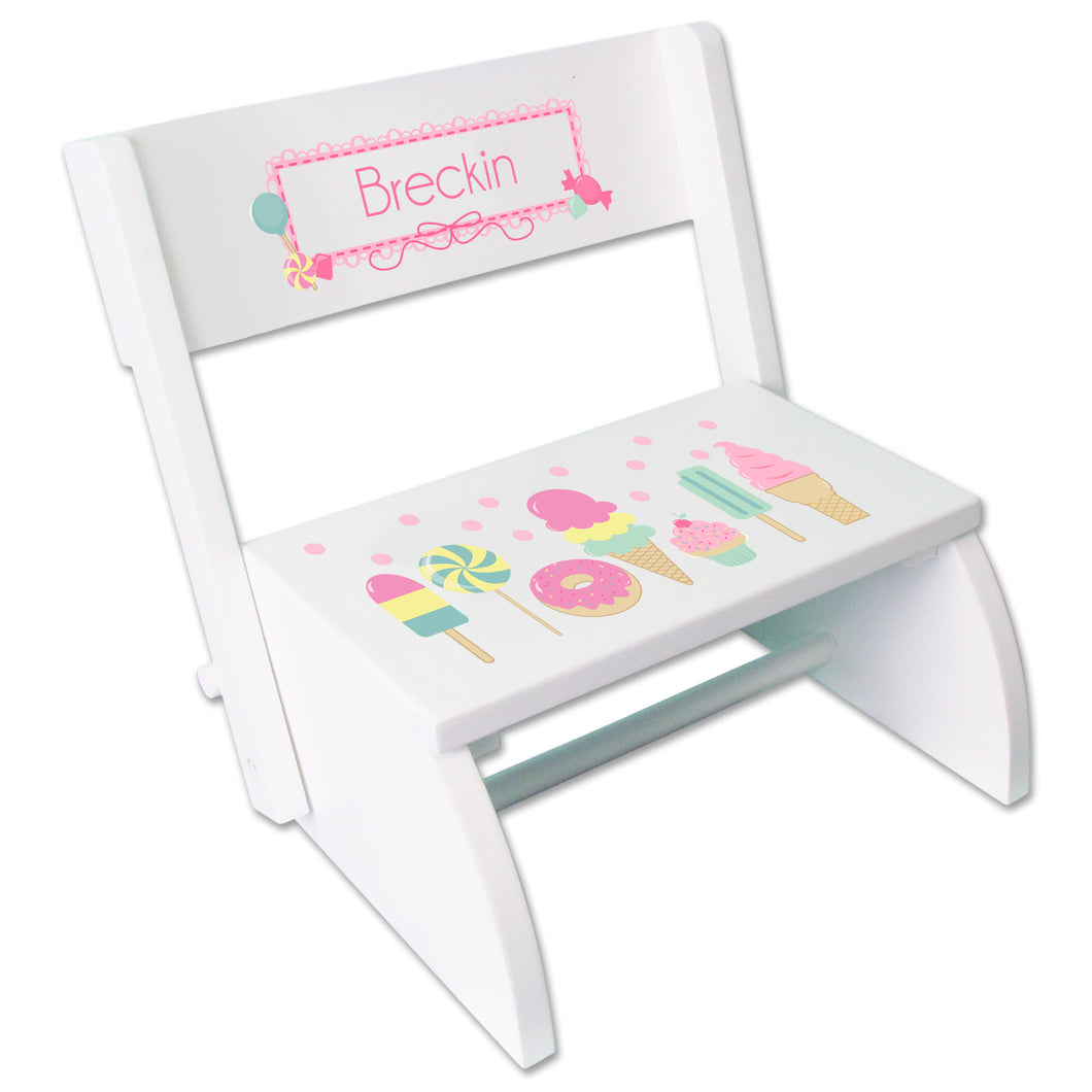 Personalized White Stool Sweet Treats Candy Design
