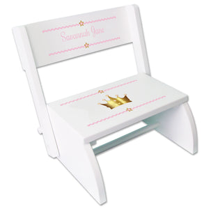 Personalized Pink Princess Crown Childrens Stool