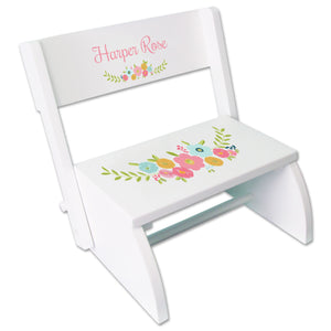 Personalized Spring Floral WhiteStool 