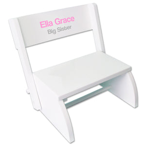 Personalized Child's White Flip Stool - Name Only