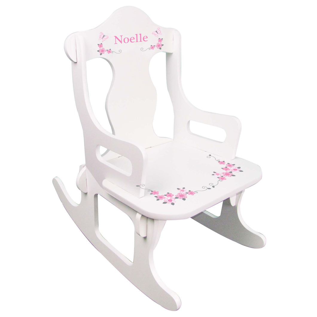 Pink Gray Butterfly Garland Puzzle Rocker