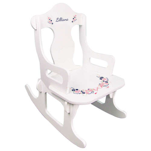 Navy Pink Floral Garland Puzzle Rocker