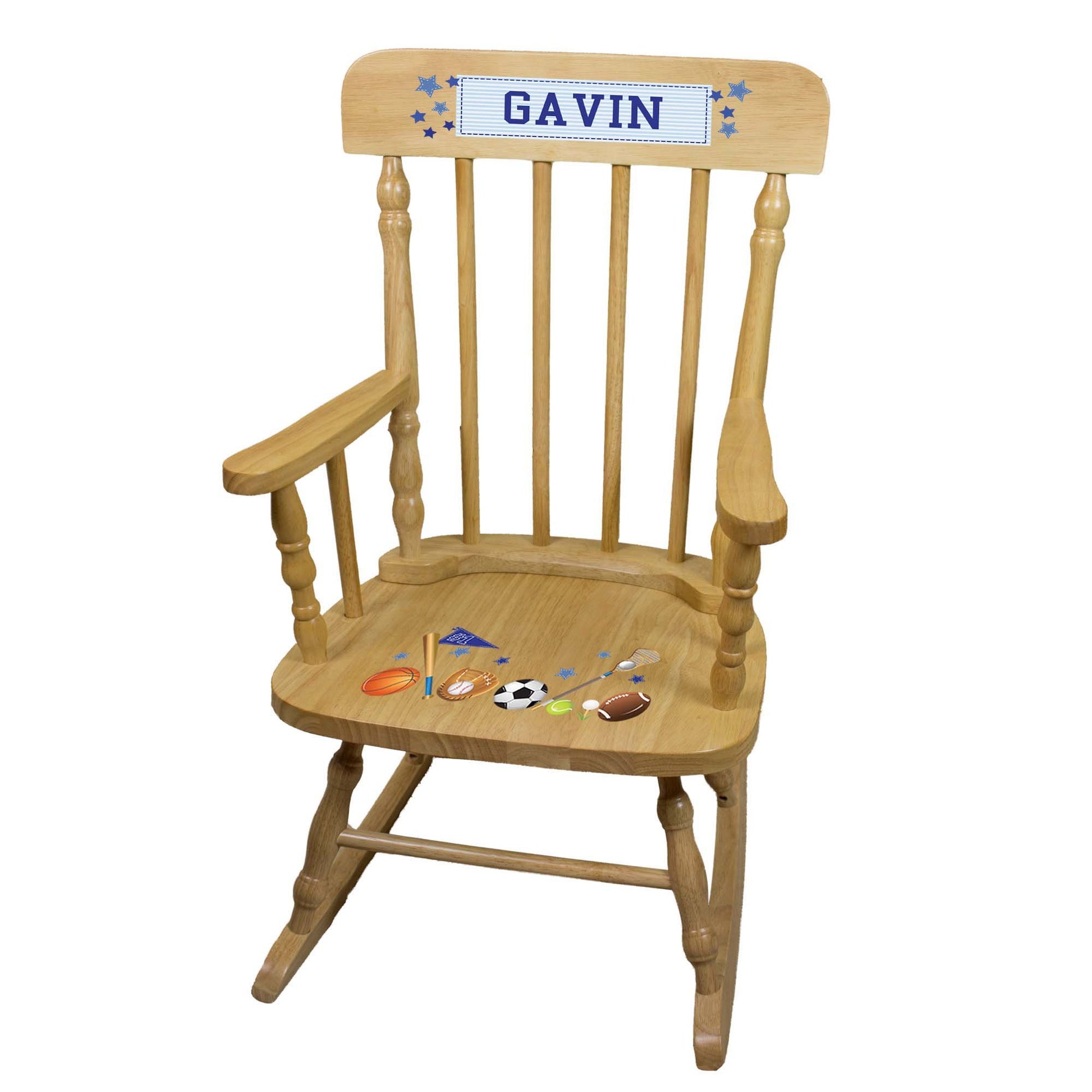 Personalized Natural Spindle Rocking Chair- main