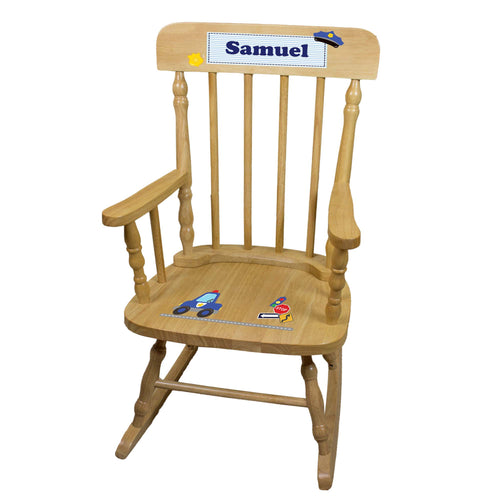 Police Natural Spindle Rocking Chair