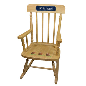Football Natural Spindle Rocking Chair