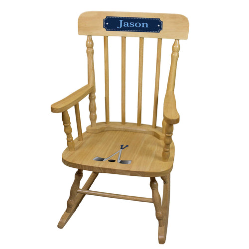 Ice Hockey Natural Spindle Rocking Chair