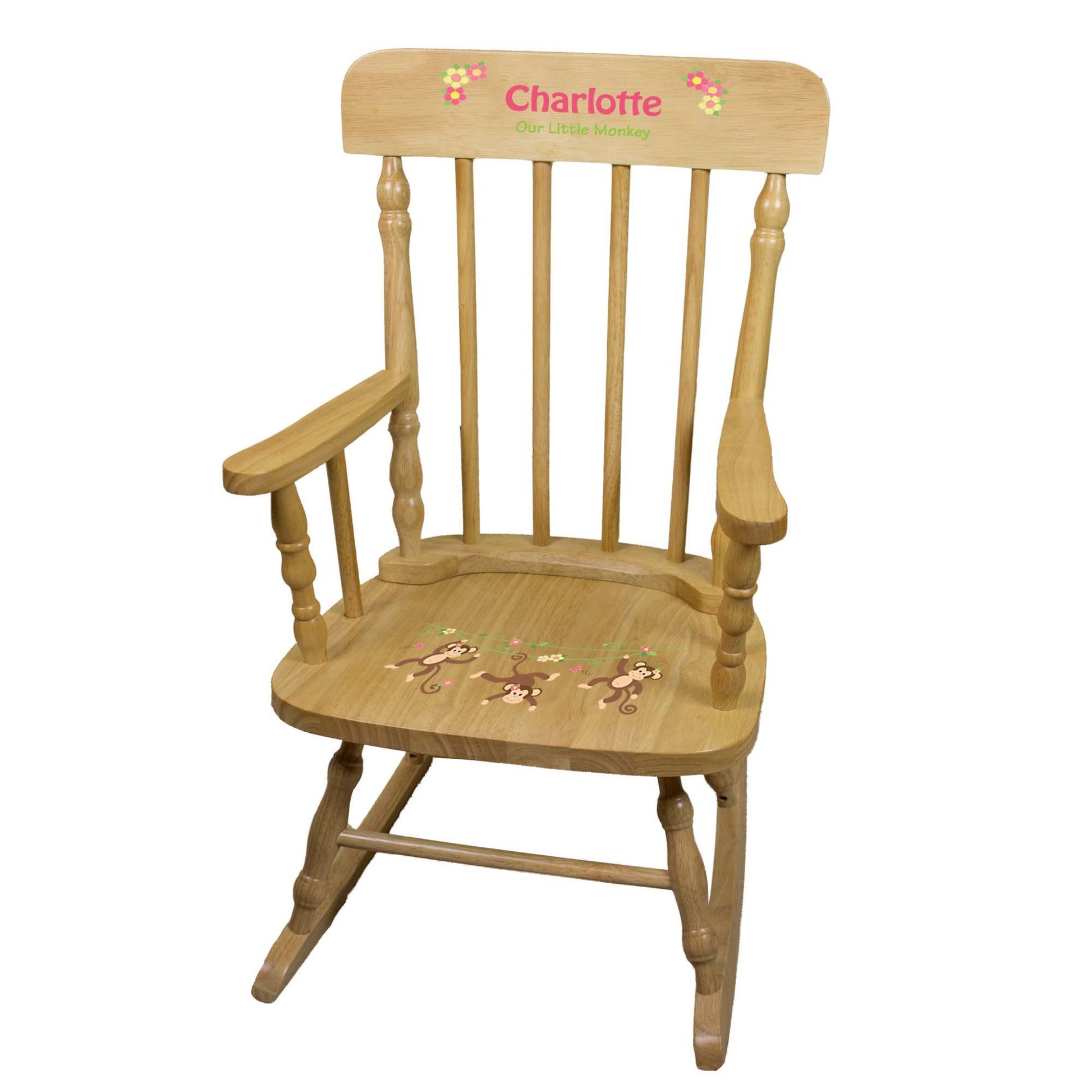 Red Hair Ballerina Natural Spindle Rocking Chair