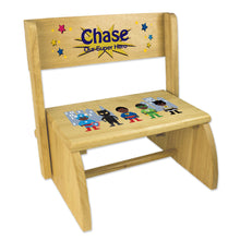 Personalized Childrens Wooden Folding And Flip Stool Super Hero Girl African American