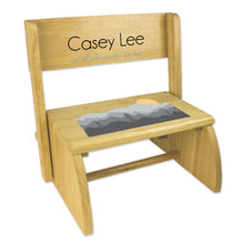 Personalized Natural Flip Stool Misty Mountain Design