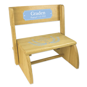 Personalized Cross Garland Light Blue NaturalStool 