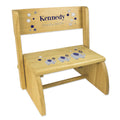 Personalized Navy Elephant Childrens And Toddlers Wooden Folding Stool