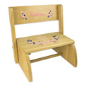 Personalized Holy Cross Navy Pink Floral Garland Childrens Natural Flip Stool
