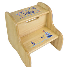 Personalized Boys Sailboat Natural Two Step Stool