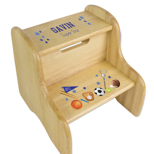 Personalized Wooden Step Stool With Sports Design
