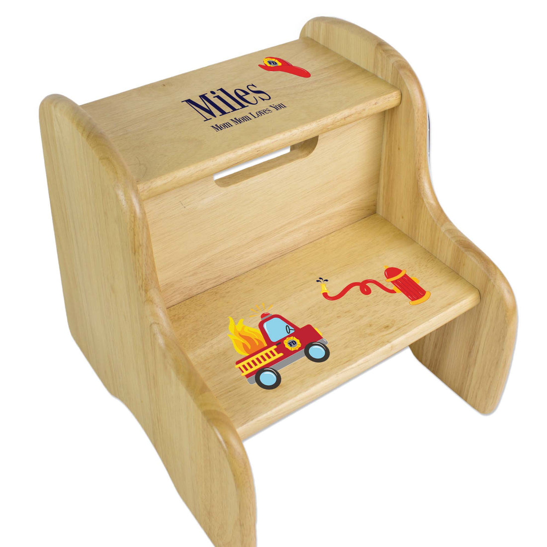 Personalized Boys Fire Truck Natural Step Stool