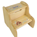 Personalized Blue Puppy Natural Two Step Stool